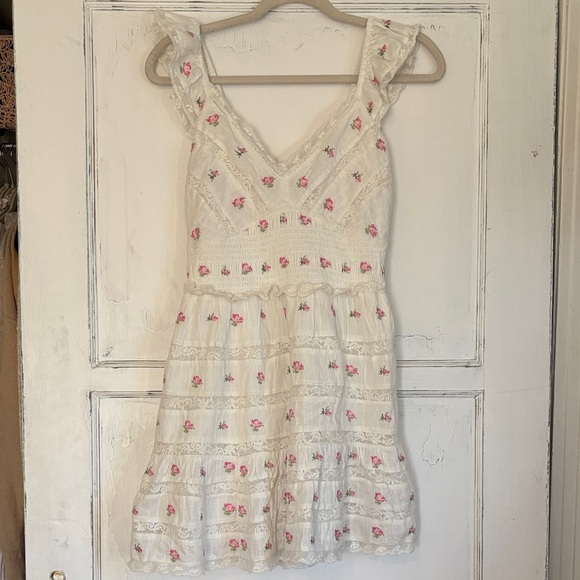 LoveShackFancy Finny Ivory Rose Lace Mini Dress Small - Picture 4 of 9
